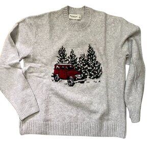 Abercrombie & Fitch Unisex Soft AF Holiday Sweater Size Large Bronco Pine Trees